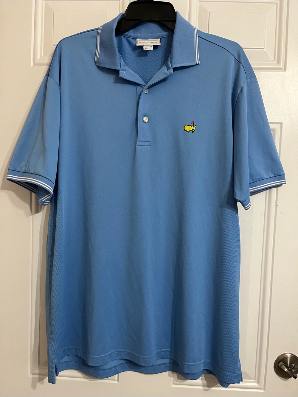Masters Golf Vintage Men's L Embroidered Blue Short Sleeve Polo Shirt Preppy